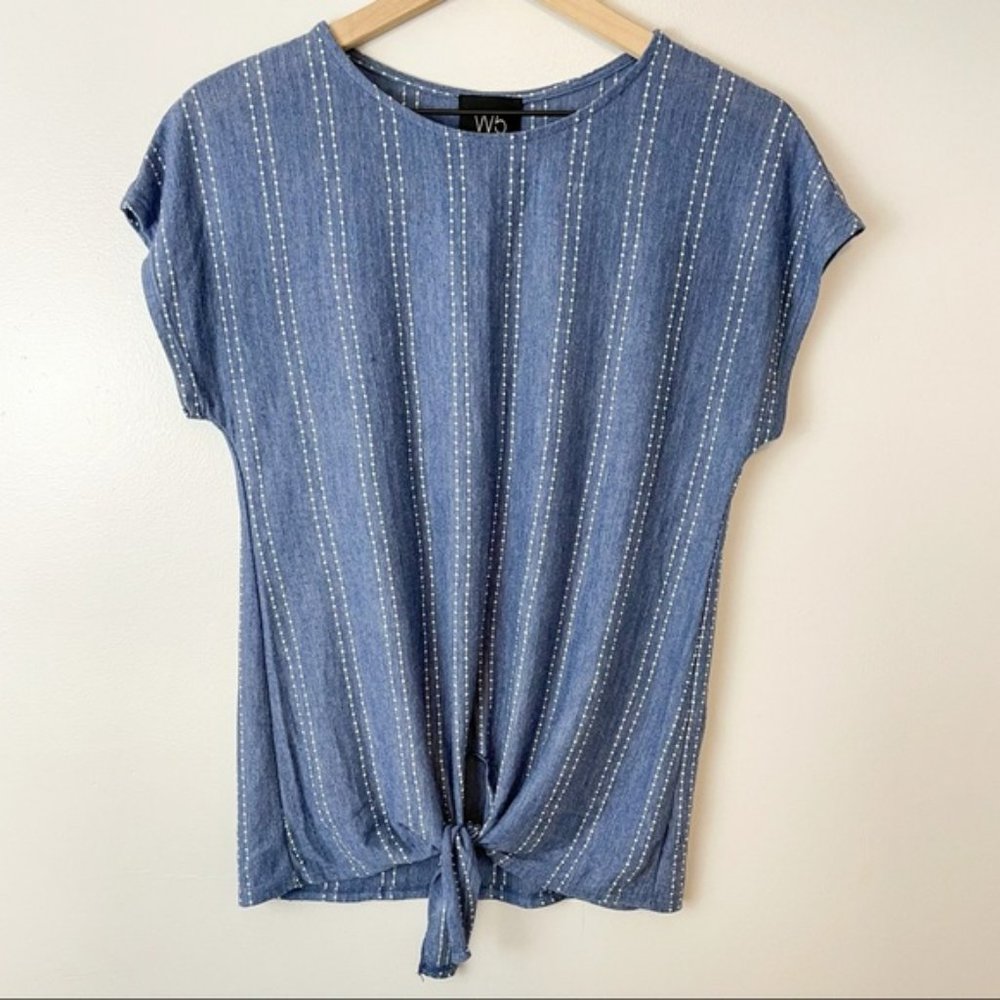 ANTHROPOLOGIE tie front striped tee shirt